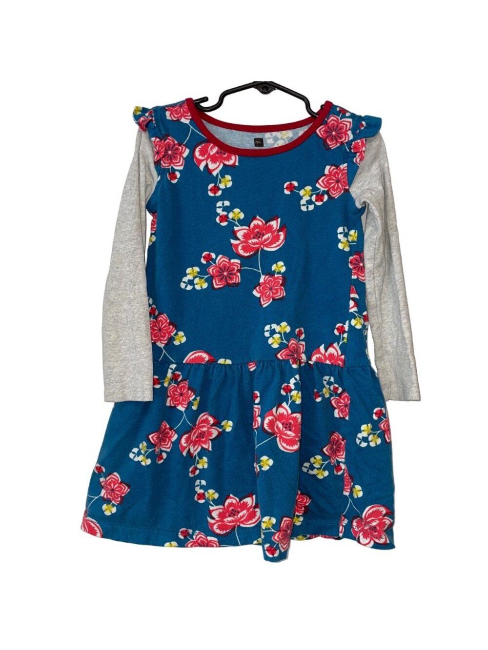 Tea Collection Girls Long Sleeve Floral Dress Size 5 Multicolor Cotton Blend